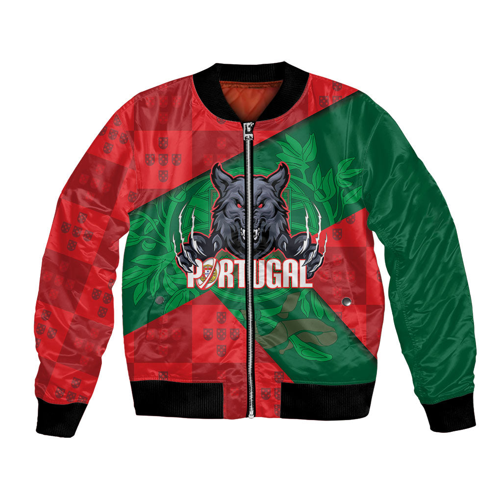 Custom Portugal Rugby 2026 Bomber Jacket Os Lobos Wolf Mascot