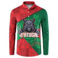 Custom Portugal Rugby 2026 Button Sweatshirt Os Lobos Wolf Mascot