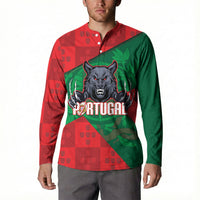 Custom Portugal Rugby 2026 Button Sweatshirt Os Lobos Wolf Mascot