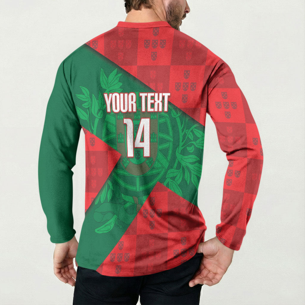 Custom Portugal Rugby 2026 Button Sweatshirt Os Lobos Wolf Mascot