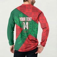 Custom Portugal Rugby 2026 Button Sweatshirt Os Lobos Wolf Mascot