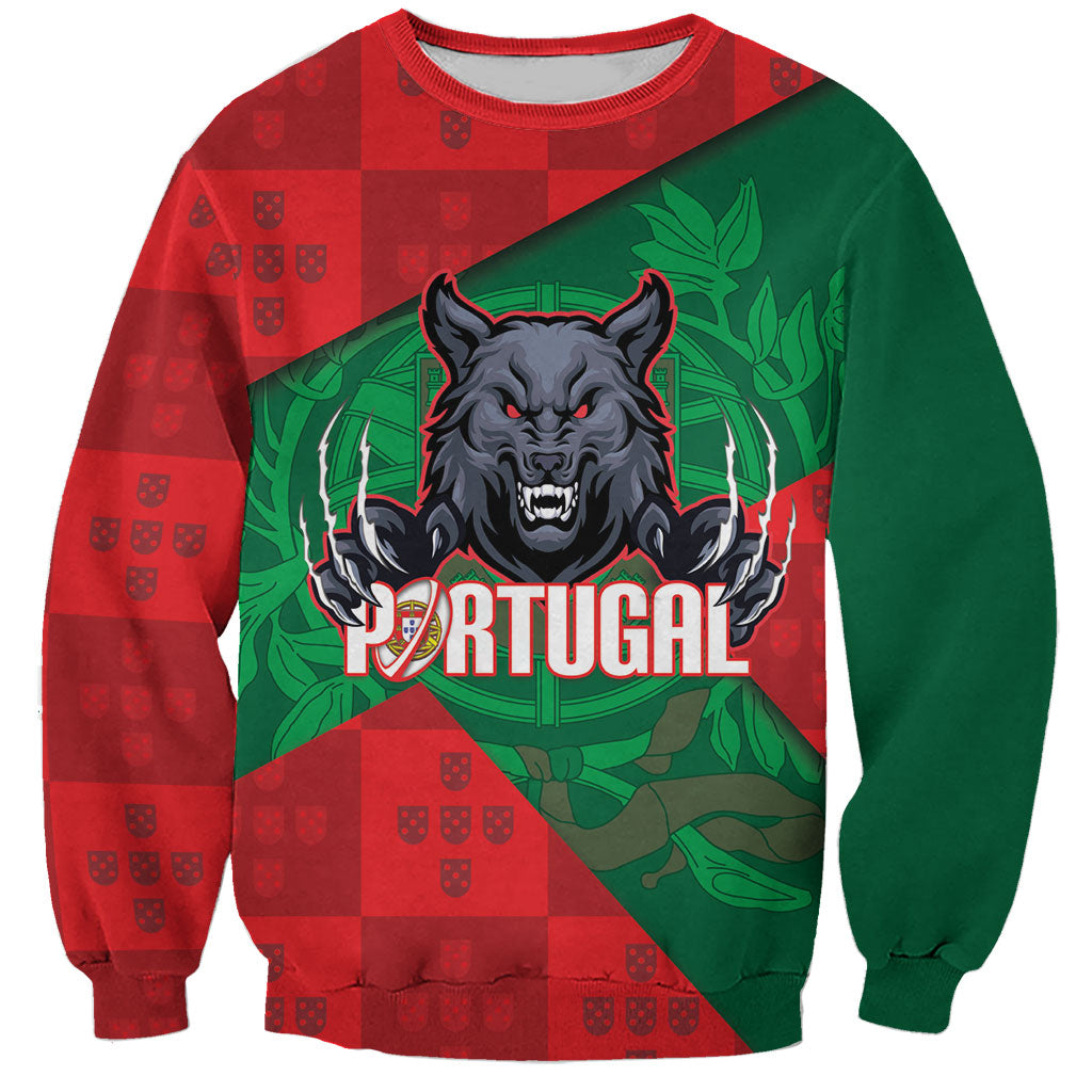 Custom Portugal Rugby 2026 Sweatshirt Os Lobos Wolf Mascot