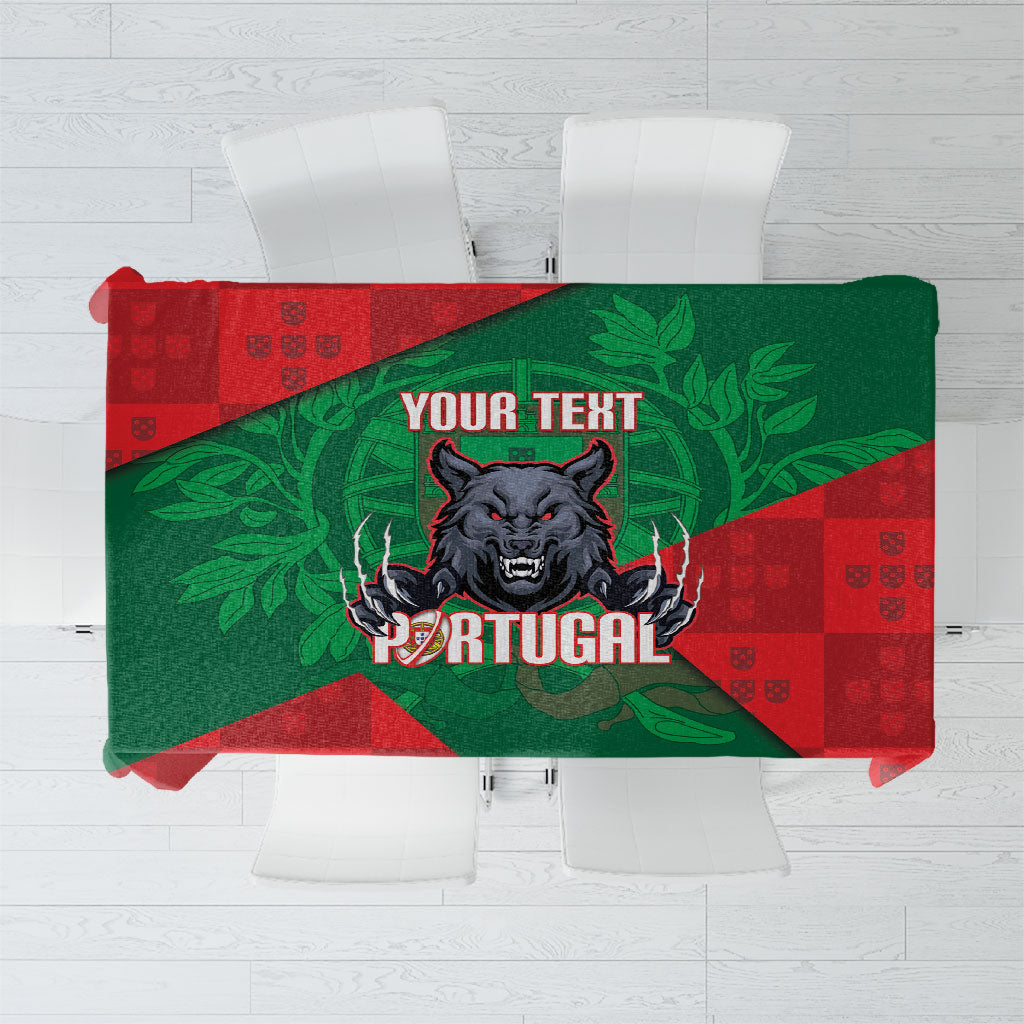 Custom Portugal Rugby 2026 Tablecloth Os Lobos Wolf Mascot