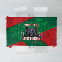 Custom Portugal Rugby 2026 Tablecloth Os Lobos Wolf Mascot