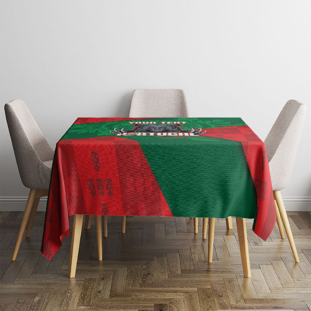 Custom Portugal Rugby 2026 Tablecloth Os Lobos Wolf Mascot