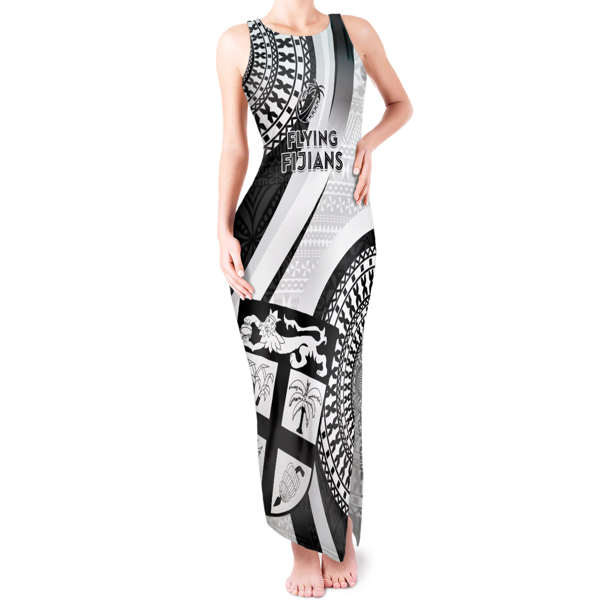 Fiji Rugby Tank Maxi Dress World Cup 2023 Go Champions Fijian Tapa Black Version - Wonder Print Shop