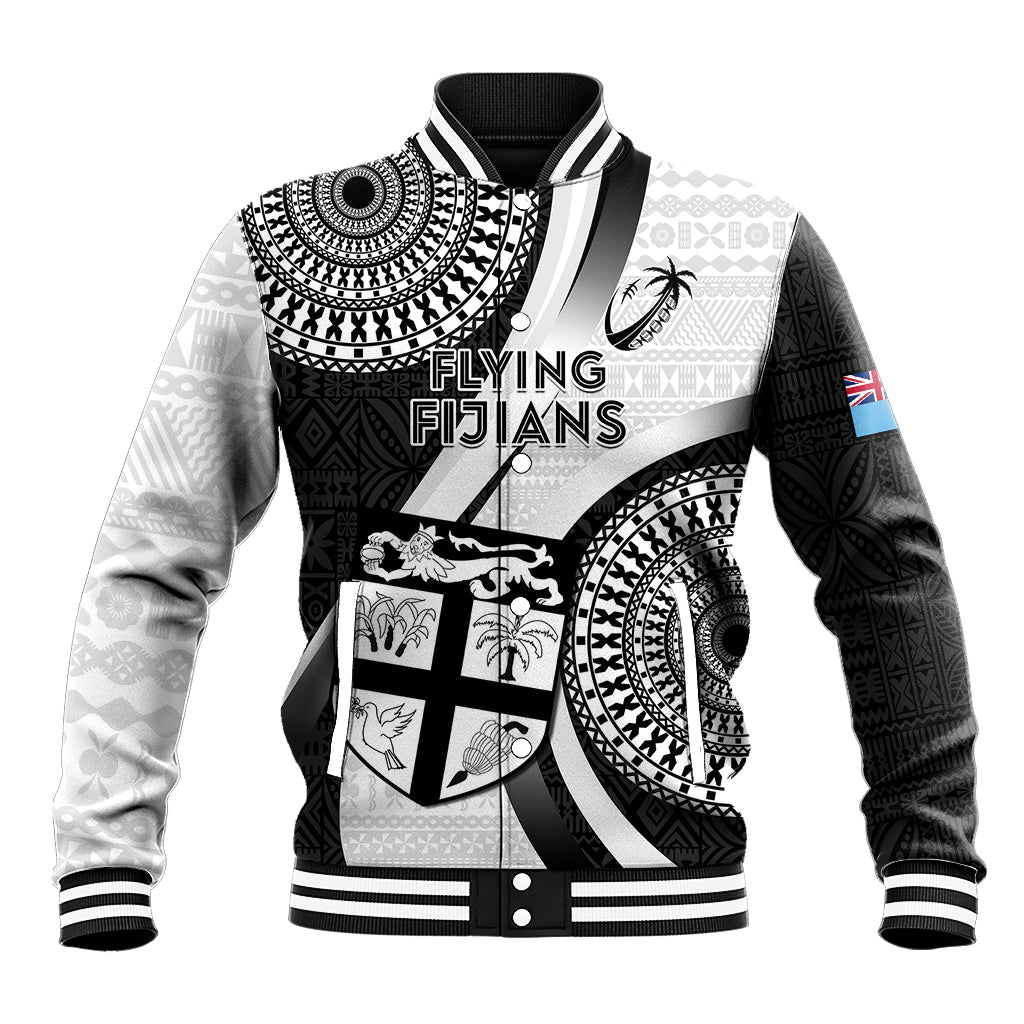 Custom Fiji Rugby Baseball Jacket World Cup 2023 Go Champions Fijian Tapa Black Version - Wonder Print Shop