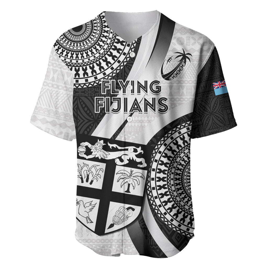 Custom Fiji Rugby Baseball Jersey World Cup 2023 Go Champions Fijian Tapa Black Version - Wonder Print Shop