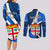 Custom Fiji Rugby Couples Matching Long Sleeve Bodycon Dress and Long Sleeve Button Shirts World Cup 2023 Go Champions Fijian Tapa Blue Version - Wonder Print Shop