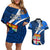 Custom Fiji Rugby Couples Matching Off Shoulder Short Dress and Hawaiian Shirt World Cup 2023 Go Champions Fijian Tapa Blue Version - Wonder Print Shop