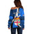 Custom Fiji Rugby Off Shoulder Sweater World Cup 2023 Go Champions Fijian Tapa Blue Version - Wonder Print Shop