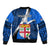 Custom Fiji Rugby Sleeve Zip Bomber Jacket World Cup 2023 Go Champions Fijian Tapa Blue Version - Wonder Print Shop