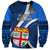 Custom Fiji Rugby Sweatshirt World Cup 2023 Go Champions Fijian Tapa Blue Version - Wonder Print Shop