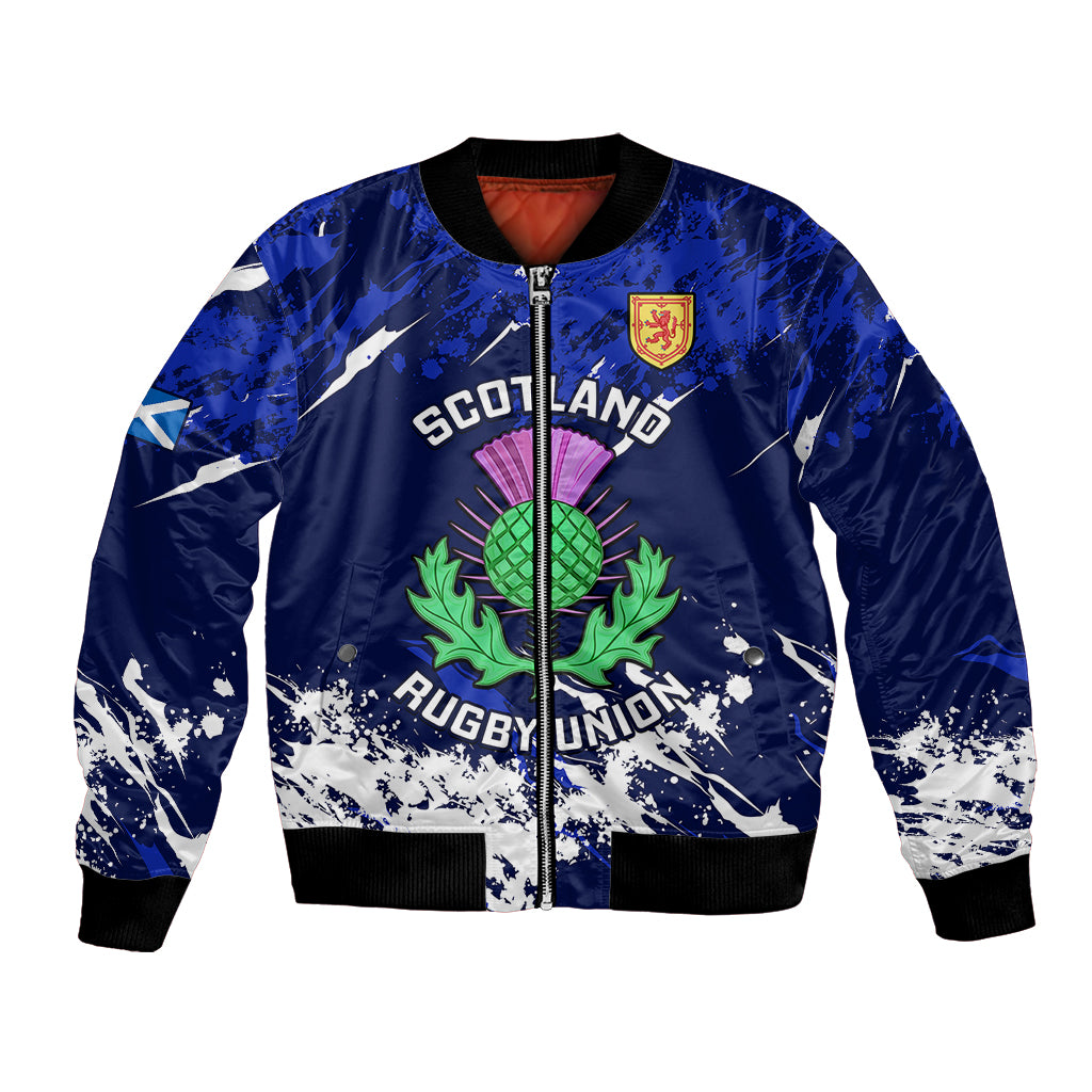 Scotland Rugby Bomber Jacket World Cup 2023 Go Scottish Thistle Grunge Style - Wonder Print Shop