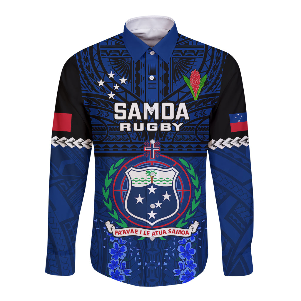 Custom Samoa Rugby Long Sleeve Button Shirt World Cup 2023 Go Champions Manu Samoa - Wonder Print Shop