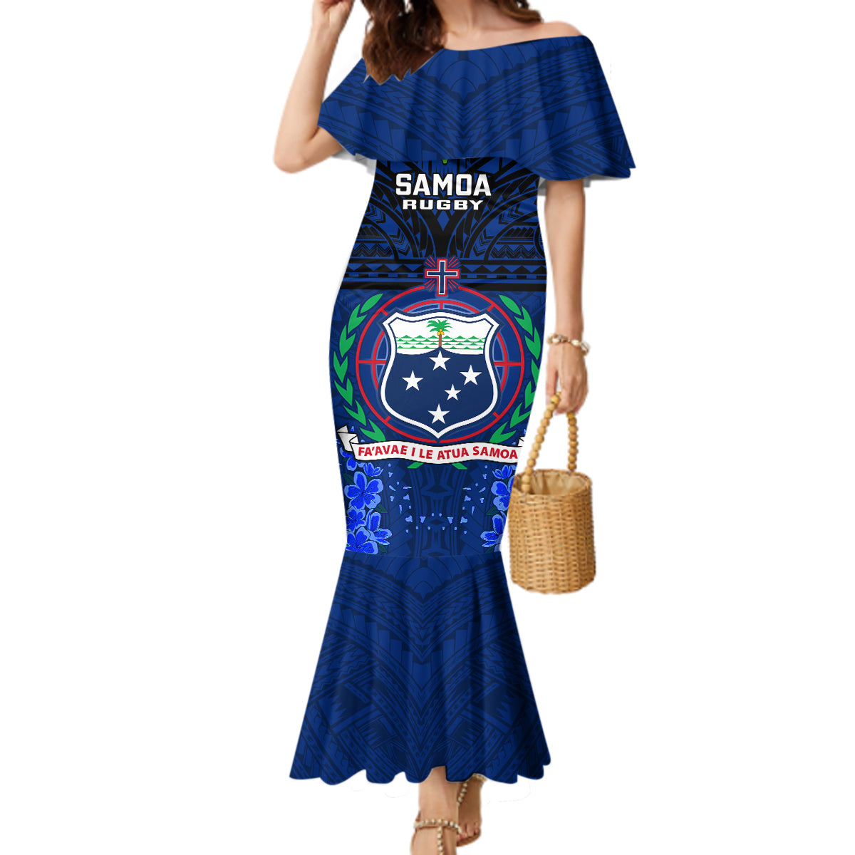 Custom Samoa Rugby Mermaid Dress World Cup 2023 Go Champions Manu Samoa - Wonder Print Shop