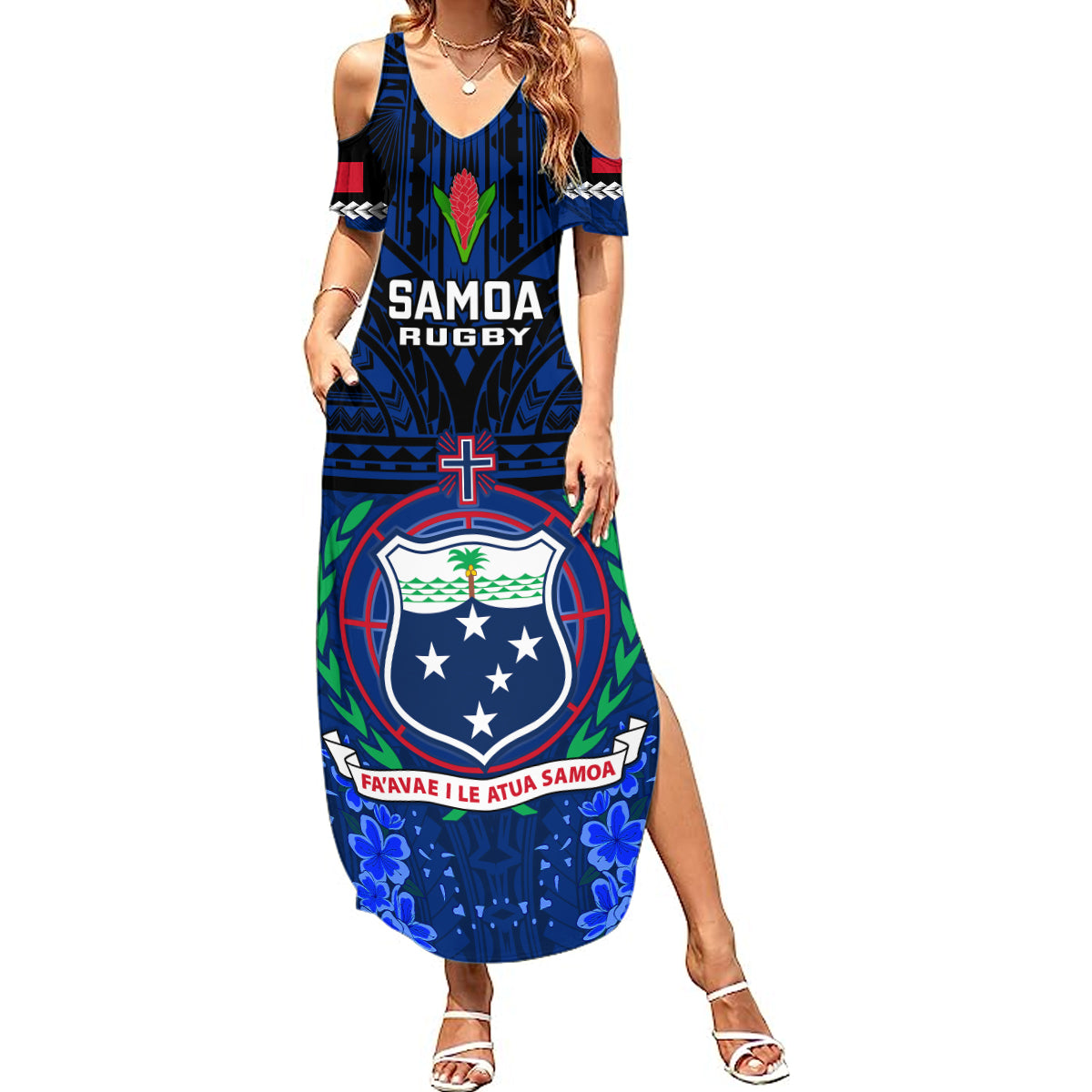 Custom Samoa Rugby Summer Maxi Dress World Cup 2023 Go Champions Manu Samoa - Wonder Print Shop