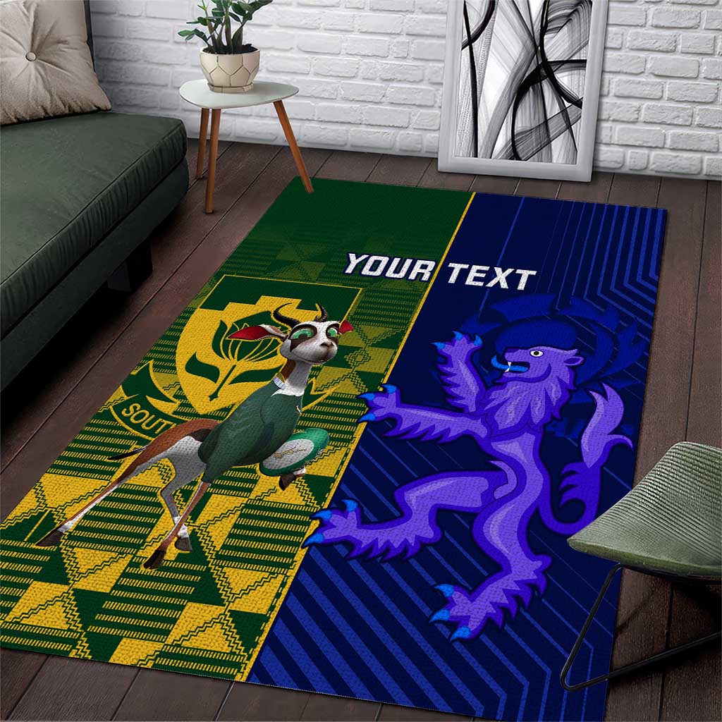 Custom South Africa And Scotland Rugby Area Rug Springboks Thistle Together - Wonder Print Shop