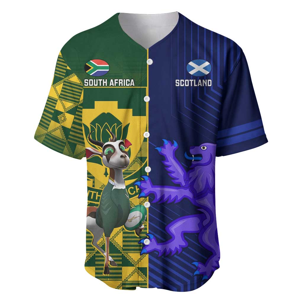 Custom South Africa And Scotland Rugby Baseball Jersey Springboks Thistle Together - Wonder Print Shop