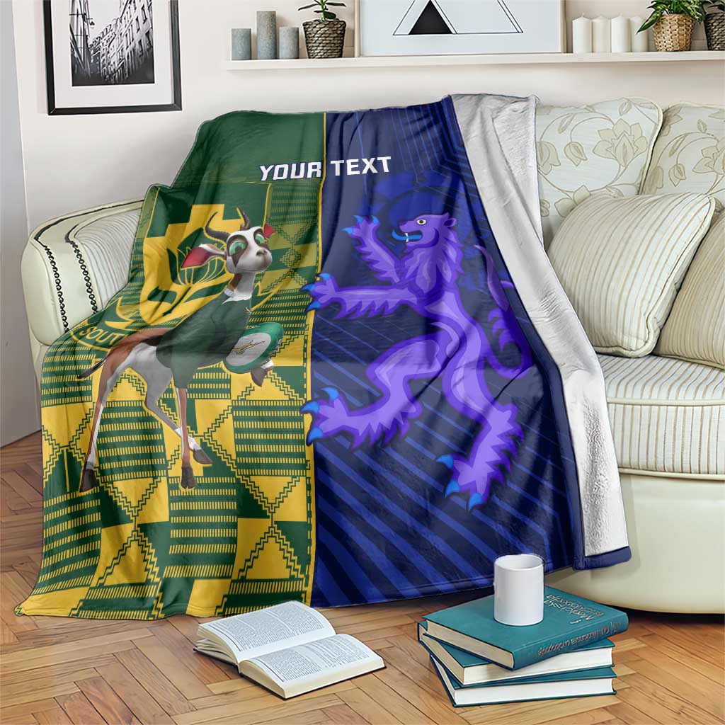 Custom South Africa And Scotland Rugby Blanket Springboks Thistle Together