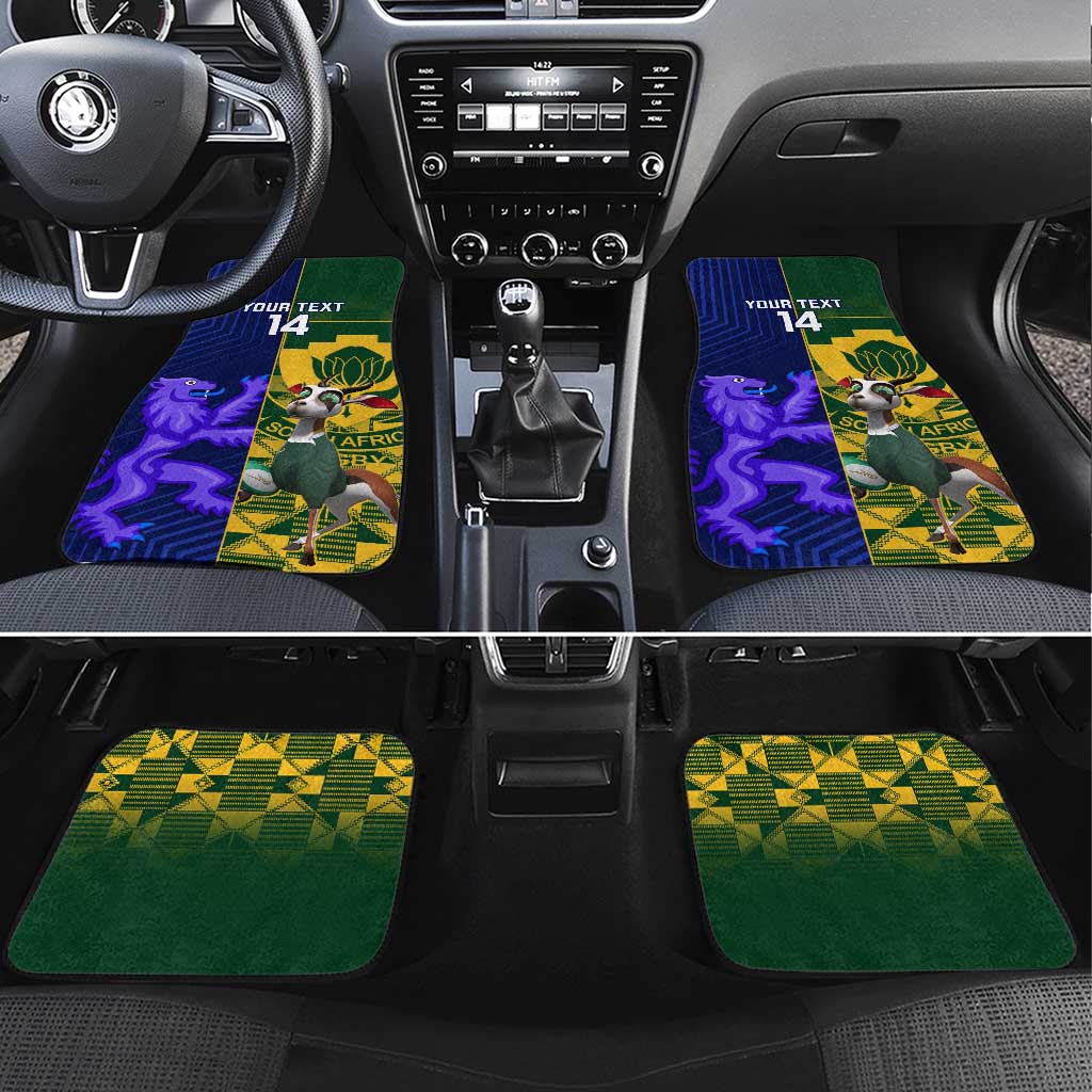 Custom South Africa And Scotland Rugby Car Mats Springboks Thistle Together - Wonder Print Shop