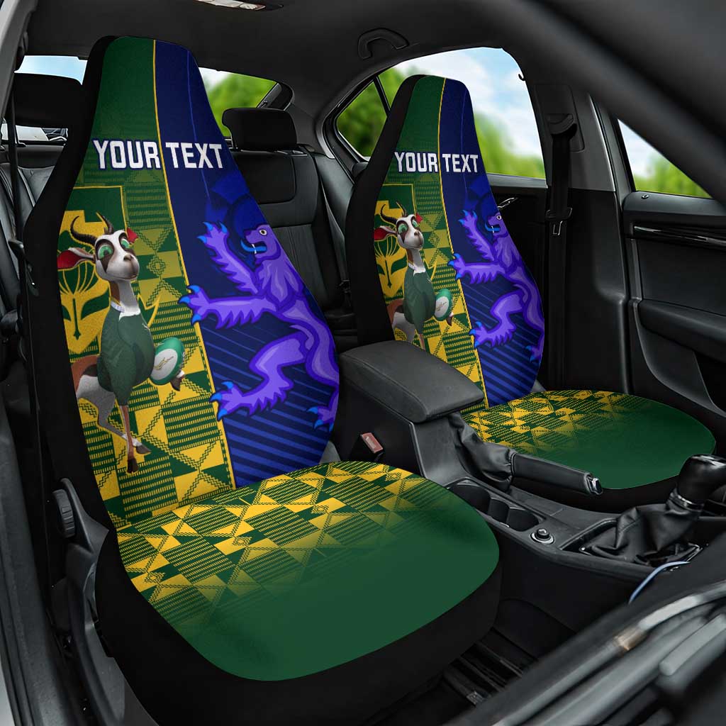 Custom South Africa And Scotland Rugby Car Seat Cover Springboks Thistle Together - Wonder Print Shop