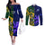 Custom South Africa And Scotland Rugby Couples Matching Off The Shoulder Long Sleeve Dress and Long Sleeve Button Shirt Springboks Thistle Together