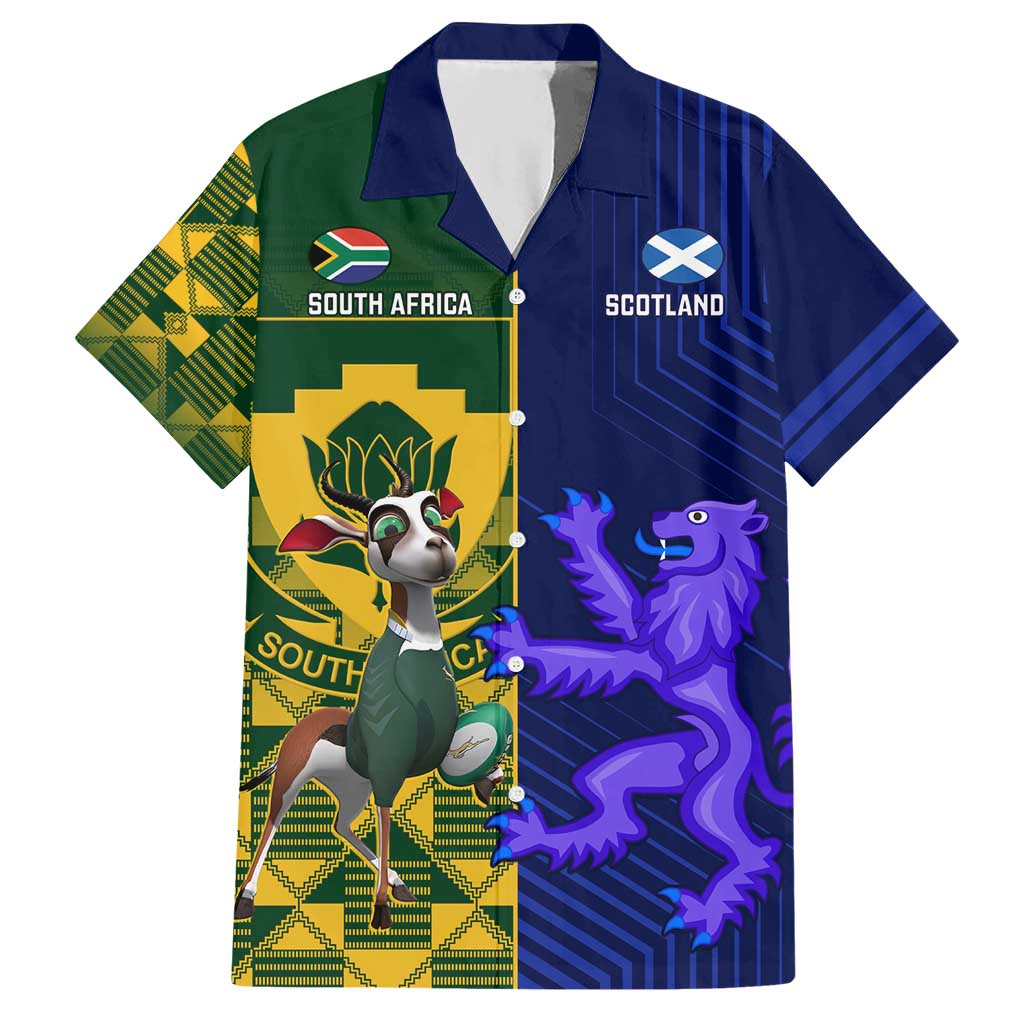 Custom South Africa And Scotland Rugby Hawaiian Shirt Springboks Thistle Together - Wonder Print Shop