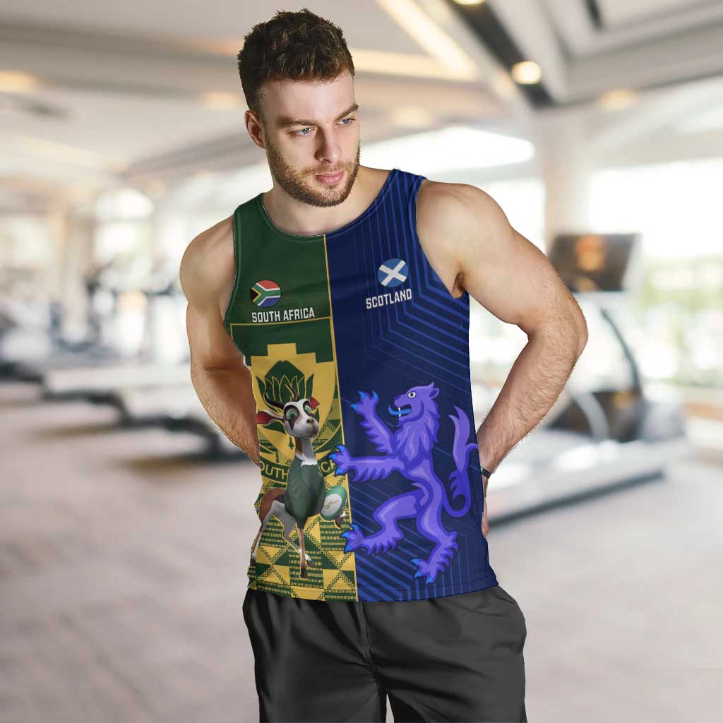 Custom South Africa And Scotland Rugby Men Tank Top Springboks Thistle Together - Wonder Print Shop