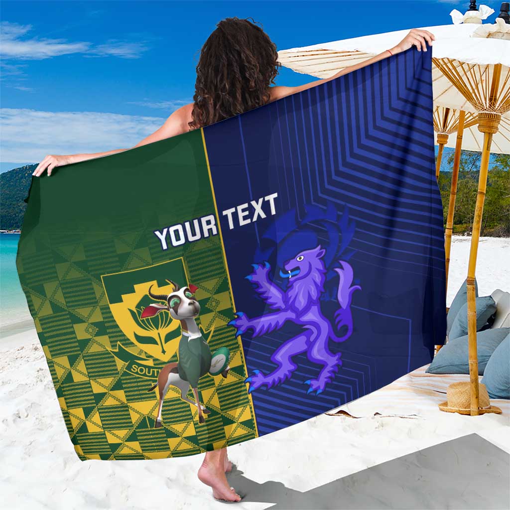 Custom South Africa And Scotland Rugby Sarong Springboks Thistle Together