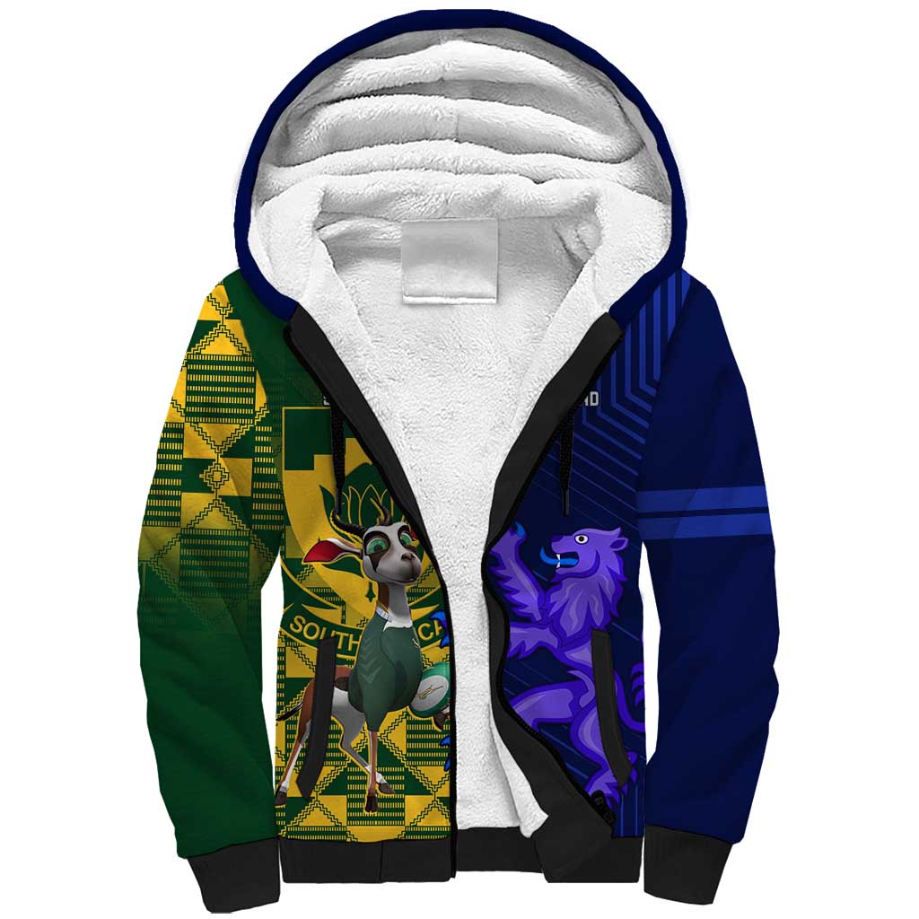 Custom South Africa And Scotland Rugby Sherpa Hoodie Springboks Thistle Together