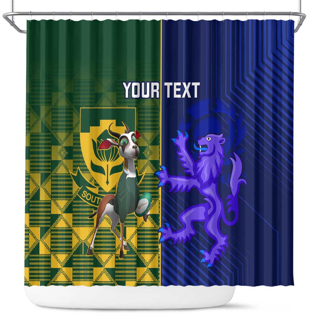 Custom South Africa And Scotland Rugby Shower Curtain Springboks Thistle Together