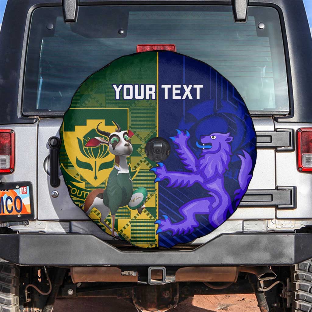 Custom South Africa And Scotland Rugby Spare Tire Cover Springboks Thistle Together