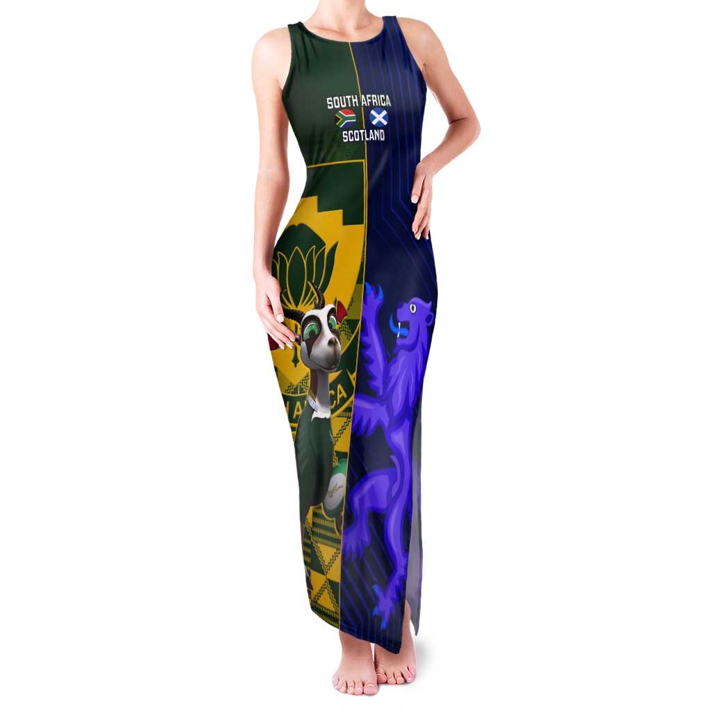 Custom South Africa And Scotland Rugby Tank Maxi Dress Springboks Thistle Together - Wonder Print Shop