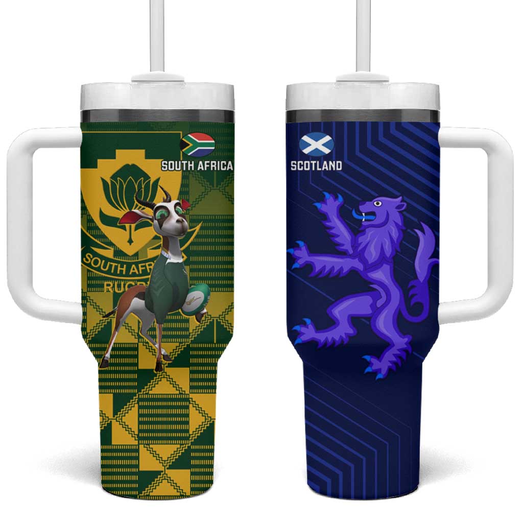 South Africa And Scotland Rugby Tumbler With Handle Springboks Thistle Together