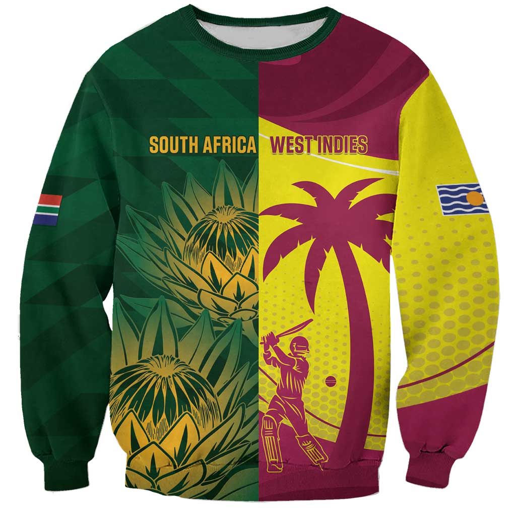 South Africa West Indies Cricket Custom Sweatshirt Proteas Windies Together - Wonder Print Shop