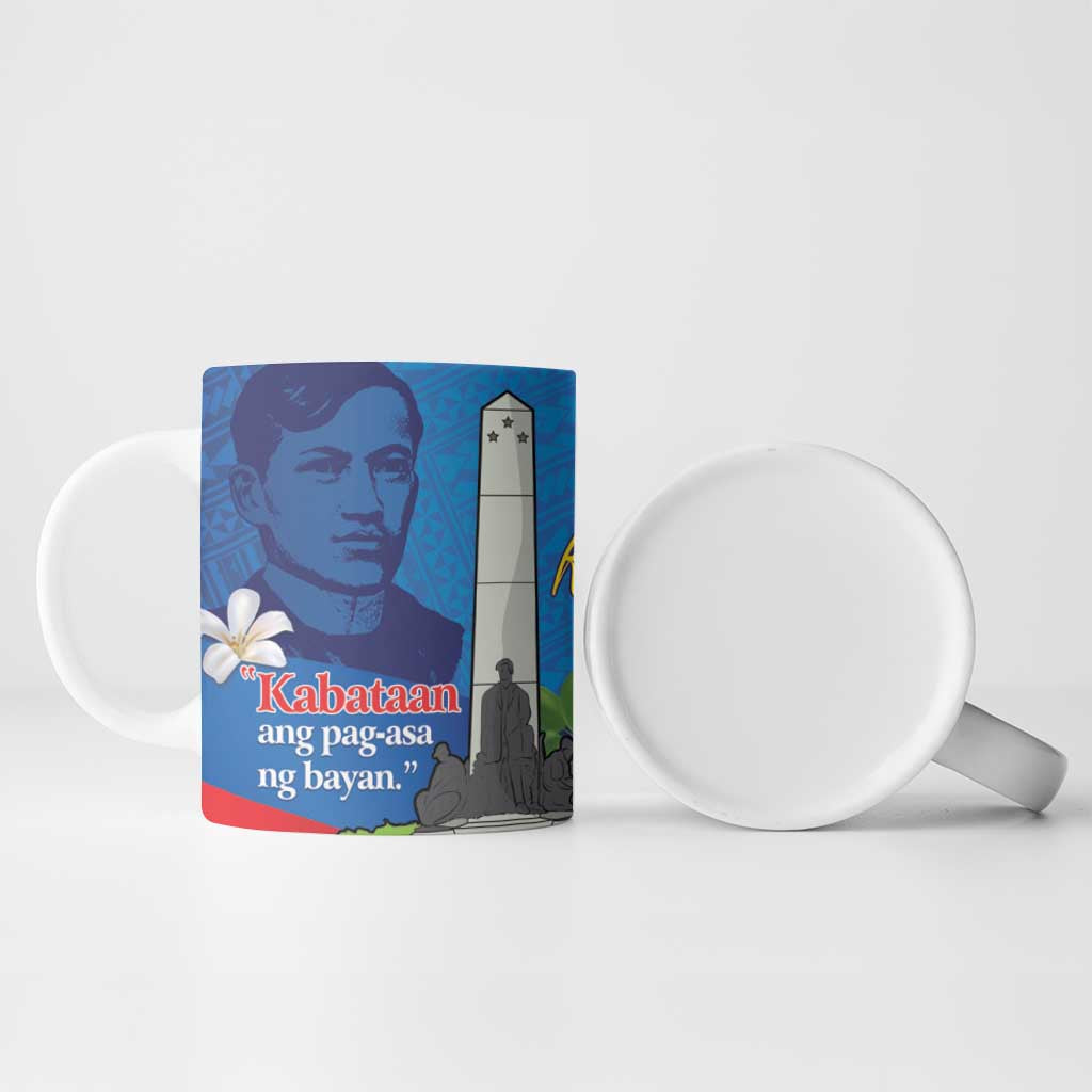 Philippines Rizal Day Ceramic Mug Filipino Motto Stella Polynesian Pattern - Wonder Print Shop