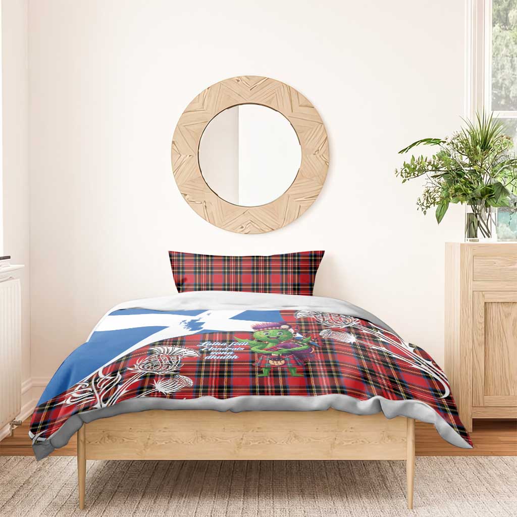 Saint Andrews Day Scotland Bedding Set Thistle Traditional Bagpipe Tartan Pattern - Wonder Print Shop