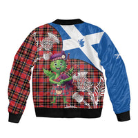Saint Andrews Day Scotland Bomber Jacket Thistle Traditional Bagpipe Tartan Pattern - Wonder Print Shop