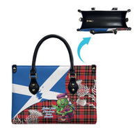 Saint Andrews Day Scotland Leather Bag Thistle Traditional Bagpipe Tartan Pattern - Wonder Print Shop