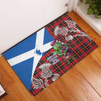 Saint Andrews Day Scotland Rubber Doormat Thistle Traditional Bagpipe Tartan Pattern - Wonder Print Shop