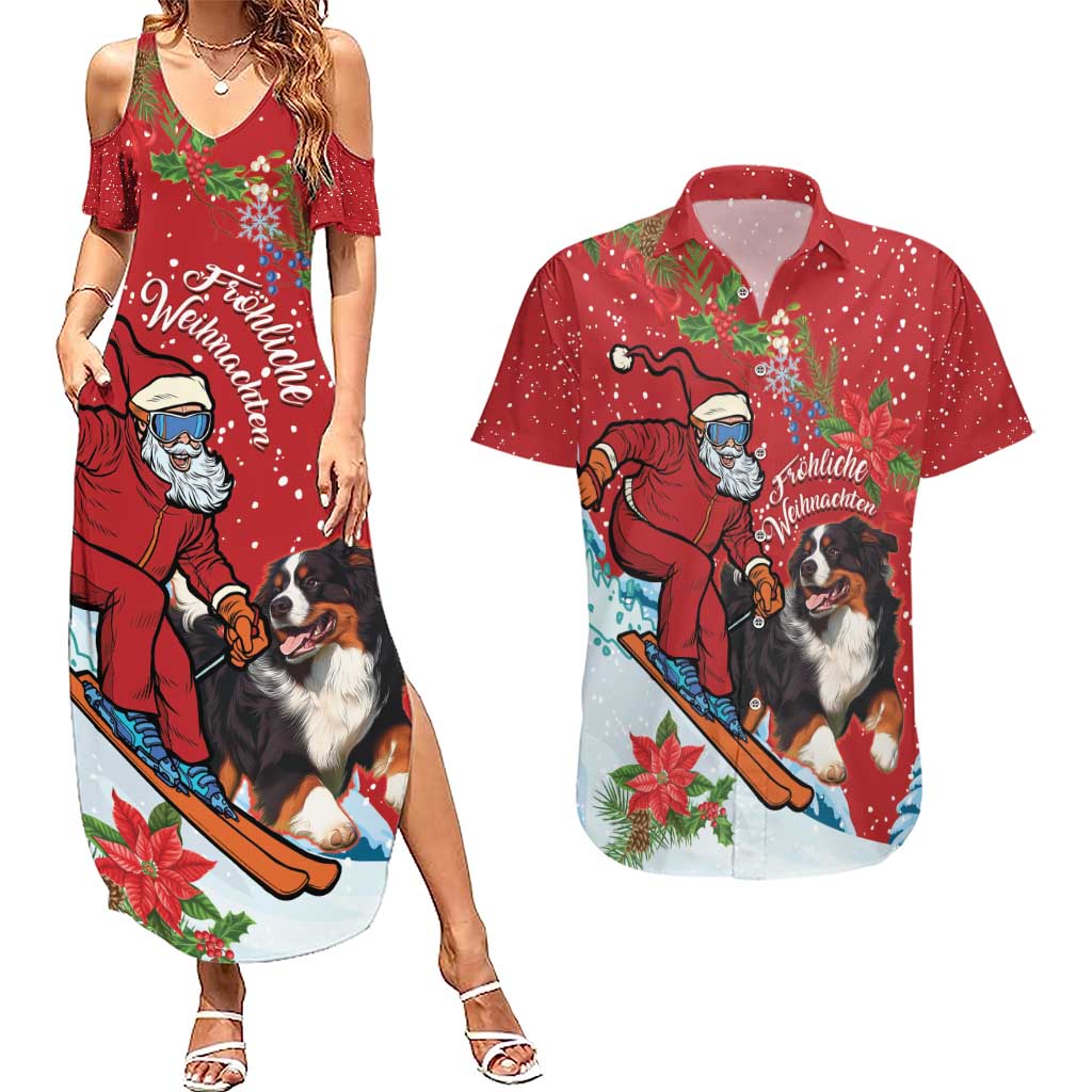 Switzerland Christmas Couples Matching Summer Maxi Dress and Hawaiian Shirt Greater Swiss Mountain Dog Santa - Merry Xmas - Wonder Print Shop