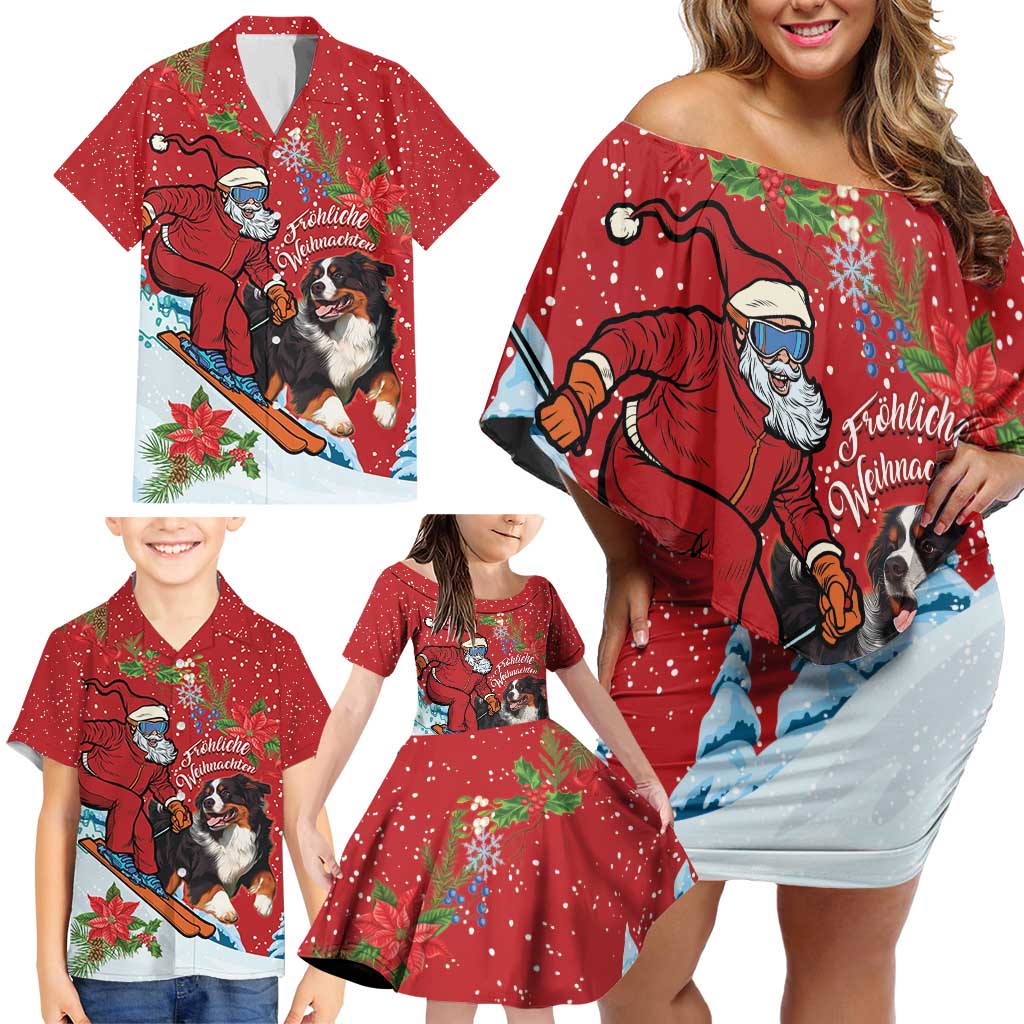 Switzerland Christmas Family Matching Off Shoulder Short Dress and Hawaiian Shirt Greater Swiss Mountain Dog Santa - Merry Xmas - Wonder Print Shop