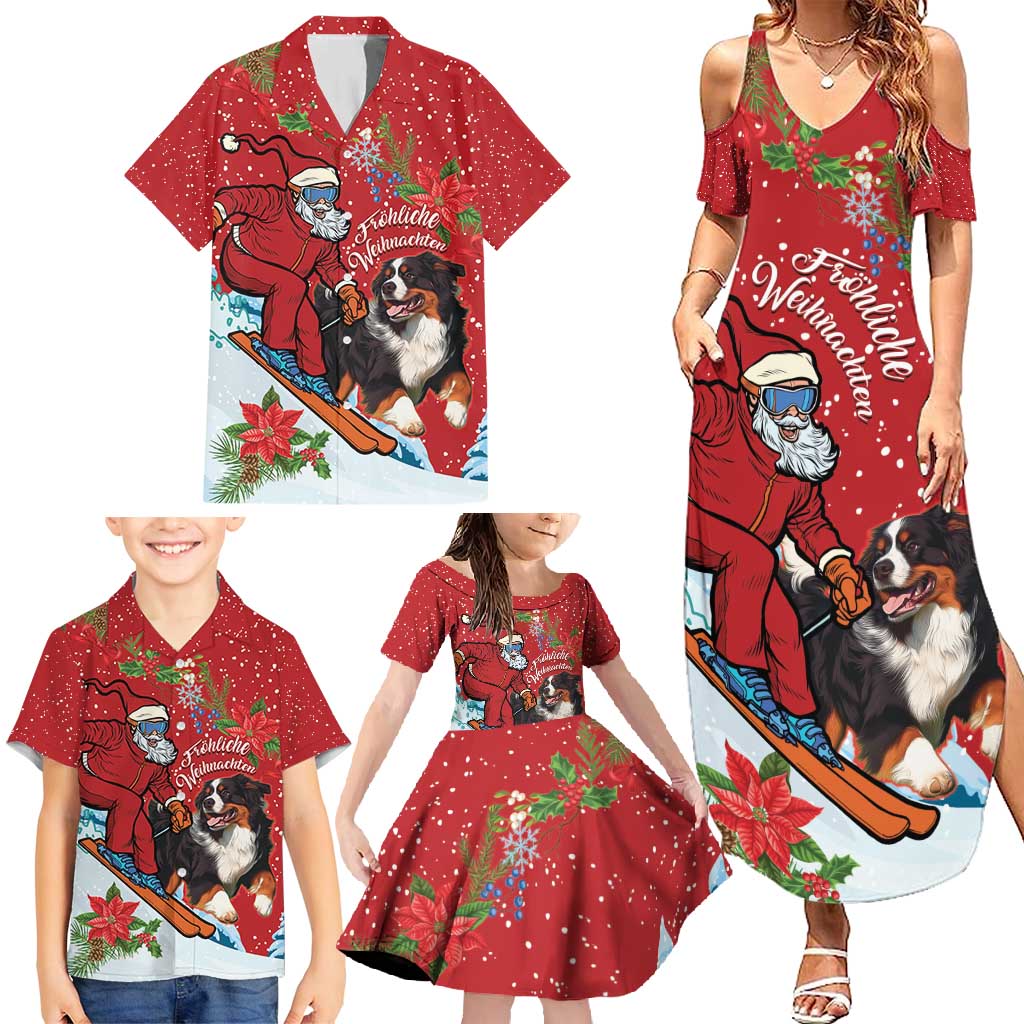 Switzerland Christmas Family Matching Summer Maxi Dress and Hawaiian Shirt Greater Swiss Mountain Dog Santa - Merry Xmas - Wonder Print Shop