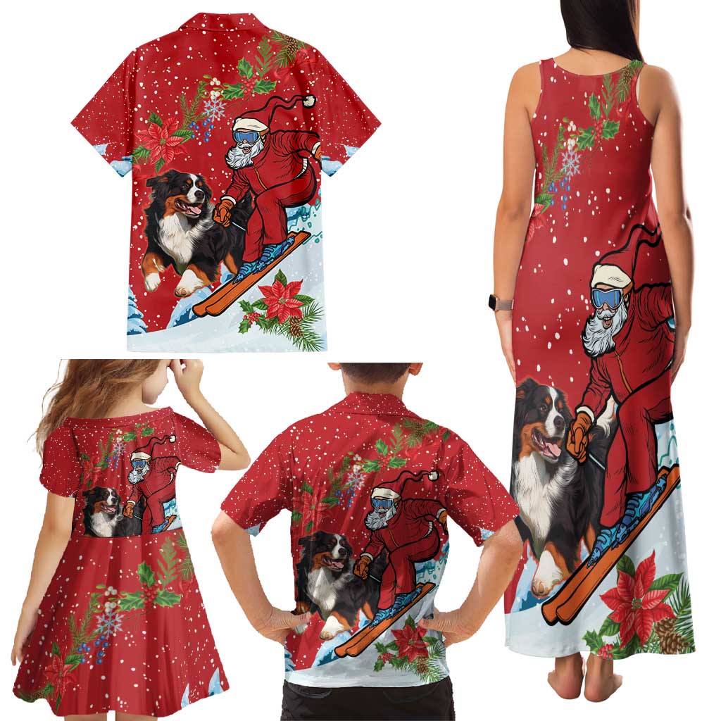 Switzerland Christmas Family Matching Tank Maxi Dress and Hawaiian Shirt Greater Swiss Mountain Dog Santa - Merry Xmas - Wonder Print Shop