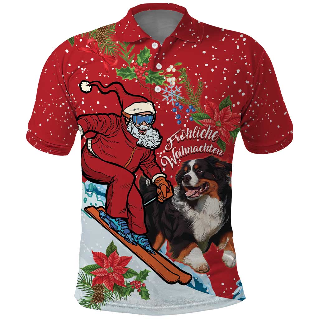 Switzerland Christmas Polo Shirt Greater Swiss Mountain Dog Santa - Merry Xmas - Wonder Print Shop