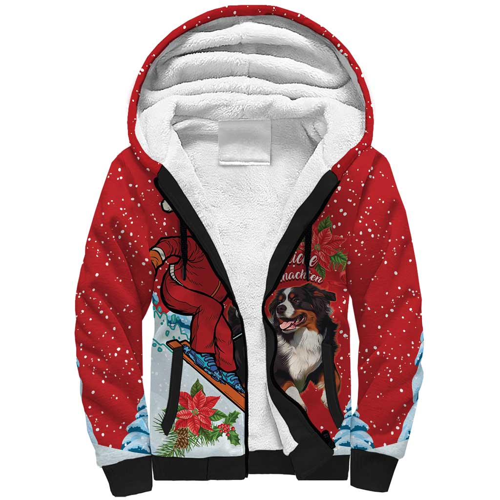 Switzerland Christmas Sherpa Hoodie Greater Swiss Mountain Dog Santa - Merry Xmas