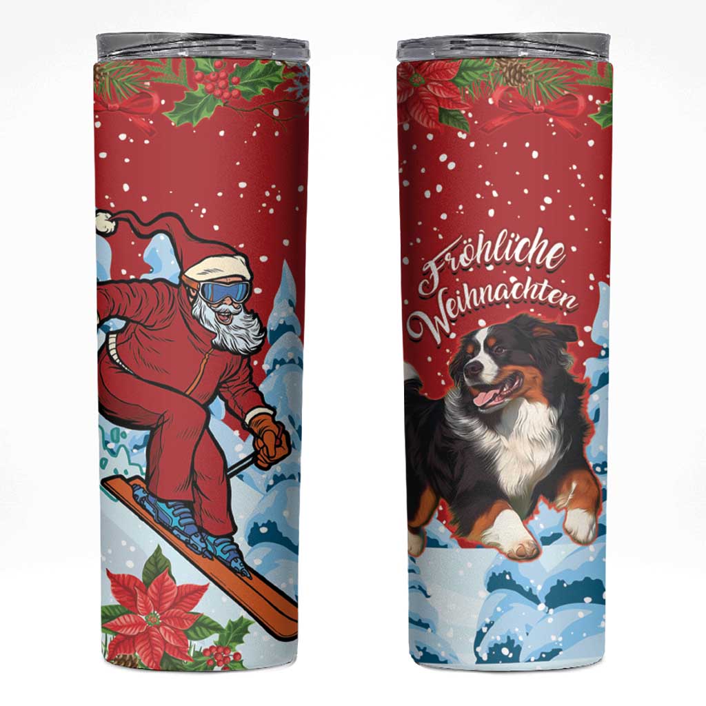 Switzerland Christmas Skinny Tumbler Greater Swiss Mountain Dog Santa - Merry Xmas