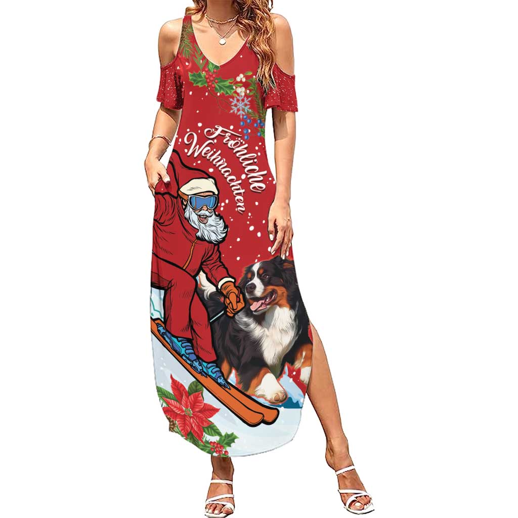 Switzerland Christmas Summer Maxi Dress Greater Swiss Mountain Dog Santa - Merry Xmas