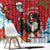 Switzerland Christmas Window Curtain Greater Swiss Mountain Dog Santa - Merry Xmas